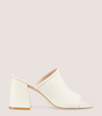 Stuart Weitzman,CAYMAN 85 BLOCK SLIDE,Slide,Lacquered Nappa Leather,Seashell,Front View