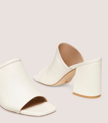 Stuart Weitzman,CAYMAN 85 BLOCK SLIDE,Slide,Lacquered Nappa Leather,Seashell,Detailed View