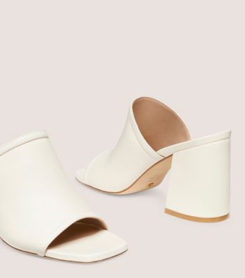 Stuart Weitzman,CAYMAN 85 BLOCK SLIDE,Nappa Leather,Slides,Day Party,White,Detailed View