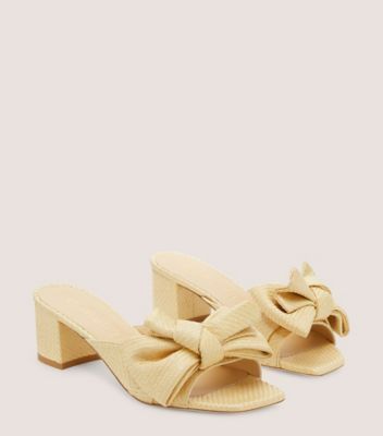 Stuart Weitzman,Loveknot 50 Block Slide,Slide,Fine raffia,Wheat,Angle View