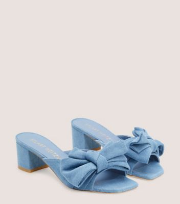 Stuart Weitzman,Loveknot 50 Block Slide,Slide,Vintage denim,Washed Blue Denim