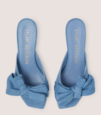 Stuart Weitzman,Loveknot 50 Block Slide,Slide,Vintage denim,Washed Blue Denim