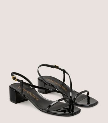 Stuart Weitzman,Soiree 35 Sandal,Sandal,Patent leather,Black,Angle View