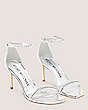 Stuart Weitzman,Nudistcurve Glam II 85 Sandal,Sandal,Specchio & crystal,Silver & Clear,Angle View