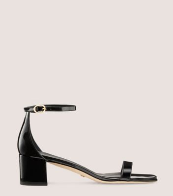 Stuart Weitzman,Sandale Simplecurve 50,Sandal,Cuir verni,Noir,Front View