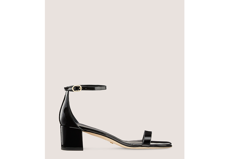 Stuart Weitzman,Simplecurve 50 Sandal,Sandal,Patent leather,Black,Front View