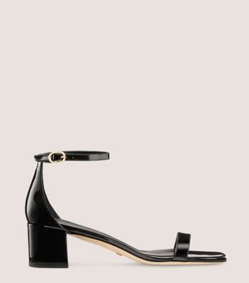 Stuart Weitzman,Simplecurve 50 Sandal,Sandal,Patent leather,Black,Front View