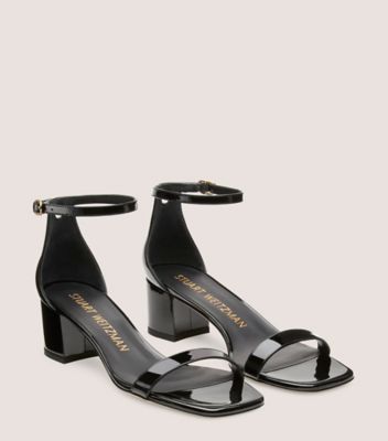 Stuart Weitzman,Simplecurve 50 Sandal,Sandal,Patent leather,Black,Angle View