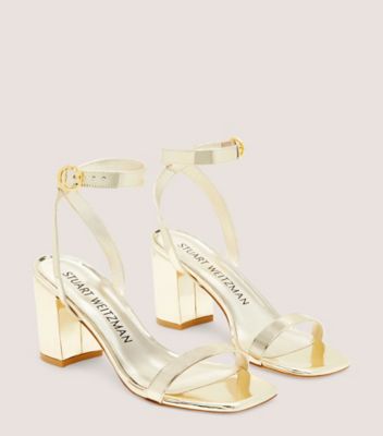 Stuart Weitzman,NEARLYBARE SANDAL,Leather,Sandals,Cocktail,Gold,Metallic