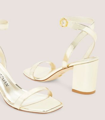 Stuart Weitzman,NEARLYBARE SANDAL,Leather,Sandals,Cocktail,Gold,Metallic