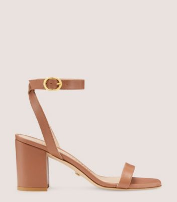 Stuart Weitzman,Nearlybare Sandal,Sandal,Smooth Leather,Tan,Front View