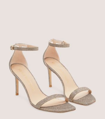 Stuart Weitzman,Nunakedcurve 85 Sandal,Sandal,New Noir,Adobe Beige,Angle View