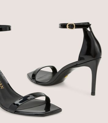 Stuart Weitzman,NUNAKEDCURVE 85 SANDAL,Sandal,Patent leather,Black,Detailed View