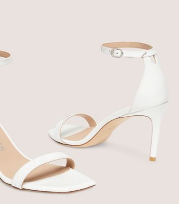 Stuart Weitzman,NUNAKEDCURVE 85 SANDAL,Leather,Sandals,Day Party,White,Detailed View