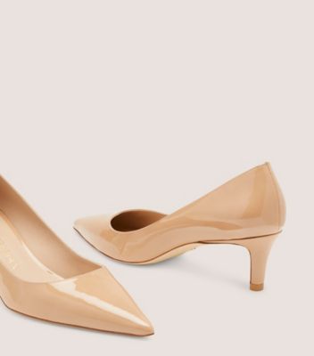 Stuart Weitzman,Stuart 50 Pump,Pump,Patent leather,Adobe Beige,Detailed View