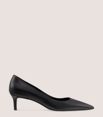 Stuart Weitzman,STUART 50 PUMP,Leather,Rubber,Pumps,Work,Black,Front View