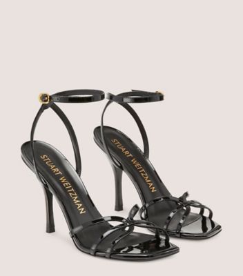 Black patent barely there clearance sandals