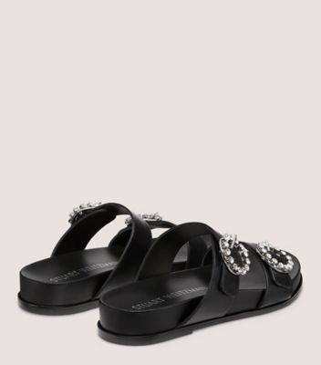 Sandals, Oversized Covered Buckle Sliders, Oasis