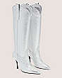 Stuart Weitzman,Outwest 100 Boot,Boot,Metallic pebble leather,Silver,Angle View
