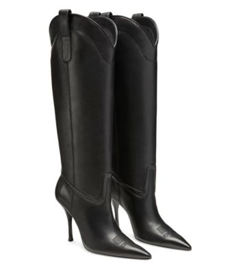 Stuart Weitzman,OUTWEST 100 BOOT,Nappa Leather,Rubber,Western,Pull Tab,Day Party,Black