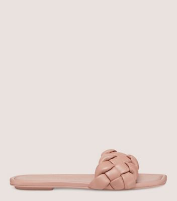 Stuart Weitzman,BRAIDA FLAT SLIDE,Slide,Lacquered Nappa Leather,Clay,Front View