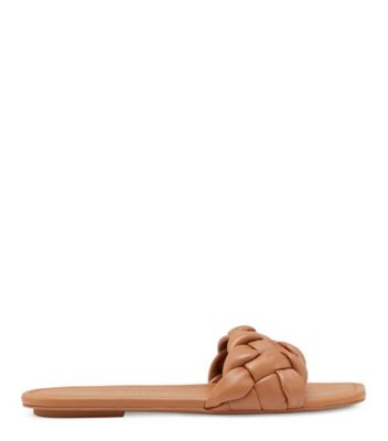 Stuart Weitzman,BRAIDA FLAT SLIDE,Nappa Leather,Rubber,Slides,Braided,Casual,,Front View