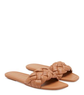 Stuart Weitzman,BRAIDA FLAT SLIDE,Nappa Leather,Rubber,Slides,Braided,Casual,,Angle View