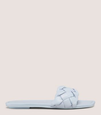 Stuart Weitzman,BRAIDA FLAT SLIDE,Nappa Leather,Rubber,Slides,Braided,Casual,Blue