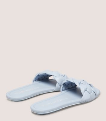 Stuart Weitzman,BRAIDA FLAT SLIDE,Nappa Leather,Rubber,Slides,Braided,Casual,Blue