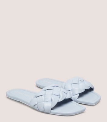 Stuart Weitzman,BRAIDA FLAT SLIDE,Nappa Leather,Rubber,Slides,Braided,Casual,Blue
