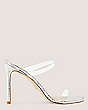 Stuart Weitzman,Aleena 100,Metallic snake embossed leather,Clear & Silver,Front View