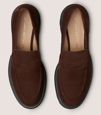 Stuart Weitzman,SOHO LOAFER,Loafer,Penny Loafer,Day Party,Brown,Top View
