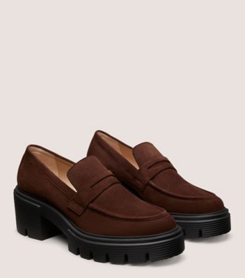 Stuart Weitzman,SOHO LOAFER,Loafer,Penny Loafer,Day Party,Brown,Angle View