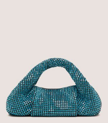 Stuart Weitzman,MODA PEARL MINI TOTE,Tote,Crystal Mesh,Aquamarine,Front View