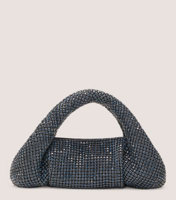 Stuart Weitzman,THE MODA SHINE MINI TOTE,Tote,Crystal Mesh,Denim,Front View