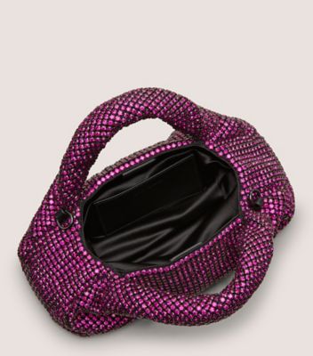 Stuart Weitzman,LE MINI SAC FOURRE-TOUT BRILLANT MODA,Tote,Maille avec cristaux,Fuchsia,Top View