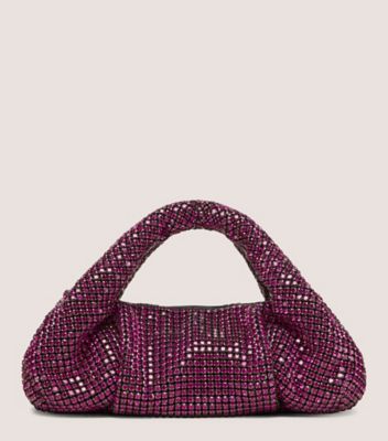 Stuart Weitzman,MODA SHINE MINI TOTE,Mesh,Shoulder Bag,Plastic,Crystal,Rhinestones,Embellished,Formal,Metallic,Front View