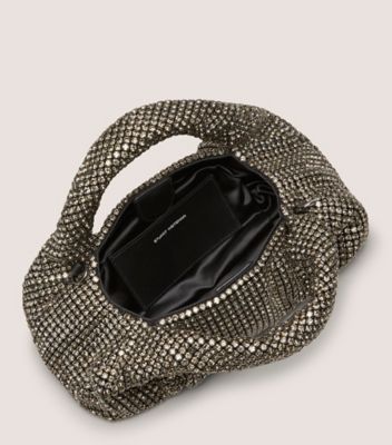 Stuart Weitzman,LE MINI SAC FOURRE-TOUT BRILLANT MODA,Tote,Maille avec cristaux,Greige,Top View