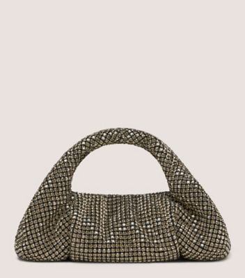 Stuart Weitzman,LE MINI SAC FOURRE-TOUT BRILLANT MODA,Tote,Maille avec cristaux,Greige,Front View