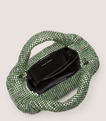 Stuart Weitzman,MODA SHINE MINI TOTE,Mesh,Shoulder Bag,Plastic,Crystal,Rhinestones,Embellished,Formal,Green,Metallic,Top View