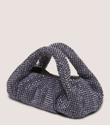 Stuart Weitzman,MODA SHINE MINI TOTE,Mesh,Shoulder Bag,Crystal,Plastic,Rhinestones,Embellished,Formal,Sapphire,Metallic,Side View