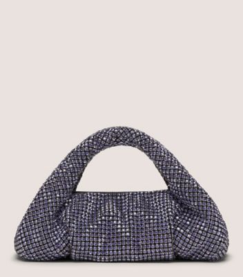 Stuart Weitzman,LE MINI SAC FOURRE-TOUT BRILLANT MODA,Tote,Maille avec cristaux,Tanzanite,Front View