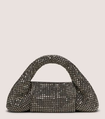 Stuart Weitzman,LE MINI SAC FOURRE-TOUT BRILLANT MODA,Tote,Maille avec cristaux,Jais Hématite,Front View