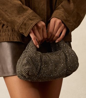 Stuart Weitzman,MODA SHINE MINI TOTE,Mesh,Shoulder Bag,Plastic,Crystal,Rhinestones,Embellished,Formal,Metallic,Black