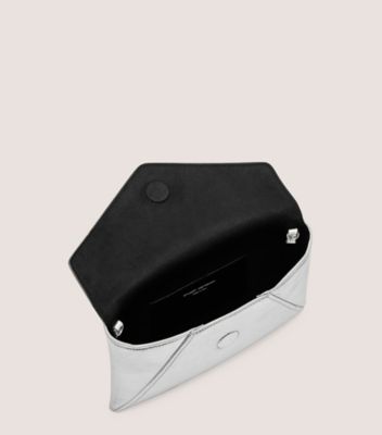Stuart Weitzman,LA MINI-POCHETTE LOVELETTER,Clutch,Cuir métallique,Argent,Top View