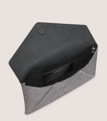 Stuart Weitzman,LOVELETTER CLUTCH,Lining Microfiber,Clutch,Glitter,Formal,Gray,Top View