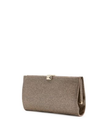 Stuart Weitzman,THE VIP CLUTCH,Satin,Minaudiere,Rhinestones,Silver Metal,Formal,Bronze,Side View