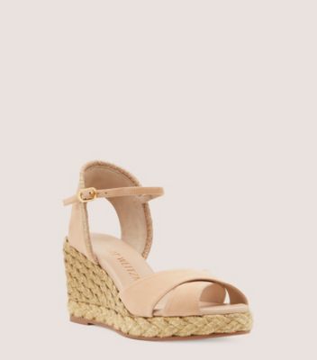 Stuart Weitzman,MIRELA II ESPADRILLE WEDGE,Sandal,Suede & jute,Adobe & Natural,Side View