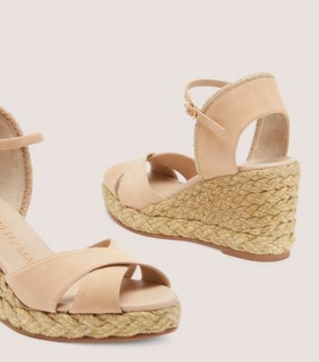 Stuart Weitzman,MIRELA II ESPADRILLE WEDGE,Sandal,Suede & jute,Adobe & Natural,Detailed View