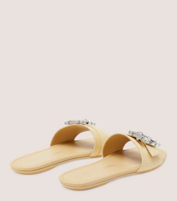 Stuart Weitzman,Saint Tropez Flat Slide,Slide,Fine raffia,Wheat